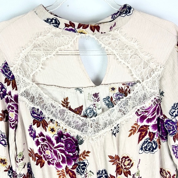 BEBOP | 💐Floral Print Lace Trim Round Collar Long-Sleeved Loose Lightweight Top - Picture 8 of 8